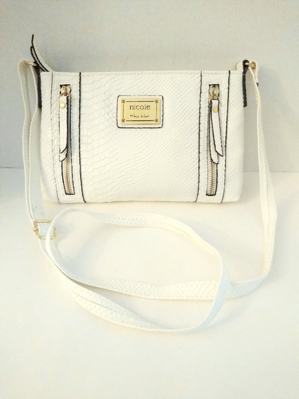 Nicole by Nicole Miller White Crossbody Bag